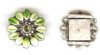 1 13mm Antique Silver with Green Epoxy Flower Slider